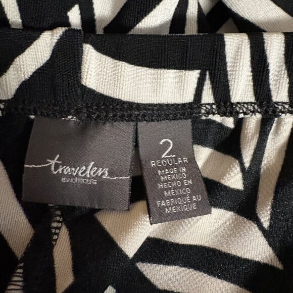 Chicos Travelers Slinky Stretch Pants Womens Sz 2 Large Zebra Print Black White - Picture 3 of 8
